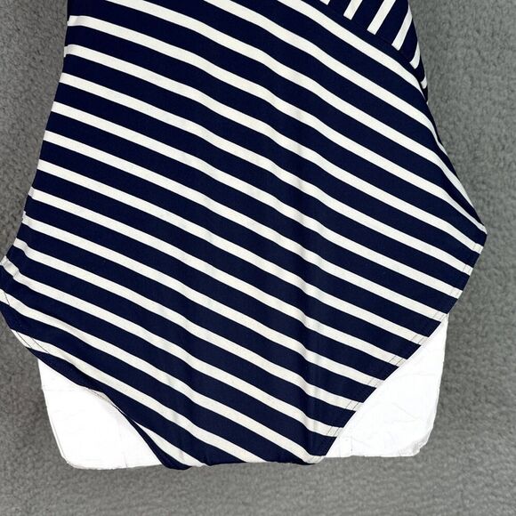 Lands' End  One Piece Swimsuit Womens Size 10 Navy Blue White Striped Nautical - Picture 6 of 11